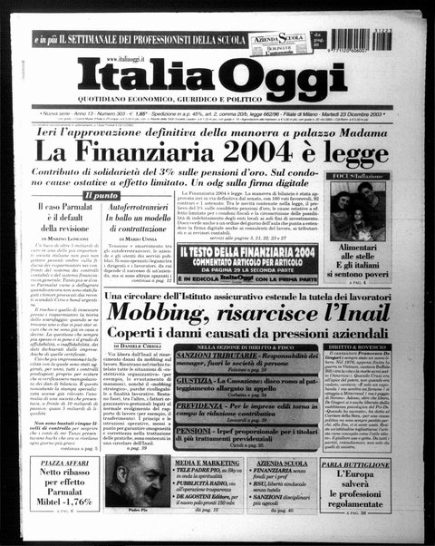 Italia oggi : quotidiano di economia finanza e politica